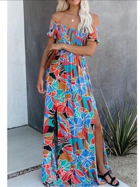 Aakaa tropical print maxi dress size XL